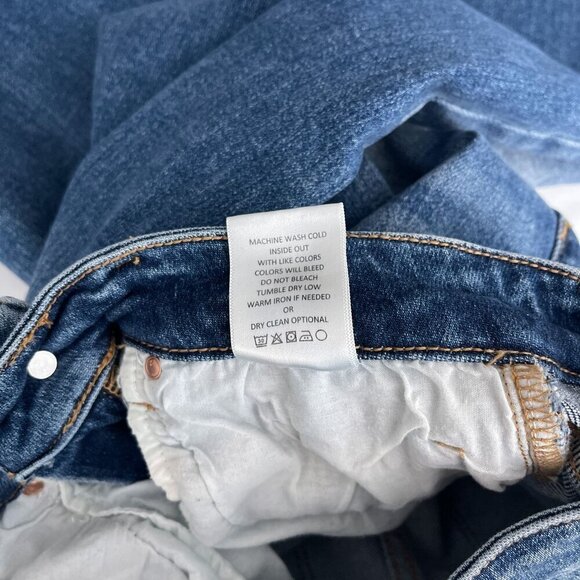 Mica Super Hi Rise Straight Leg Denim Jeans Mid-Wash Distressed Raw Hem Women 24 - Picture 13 of 16